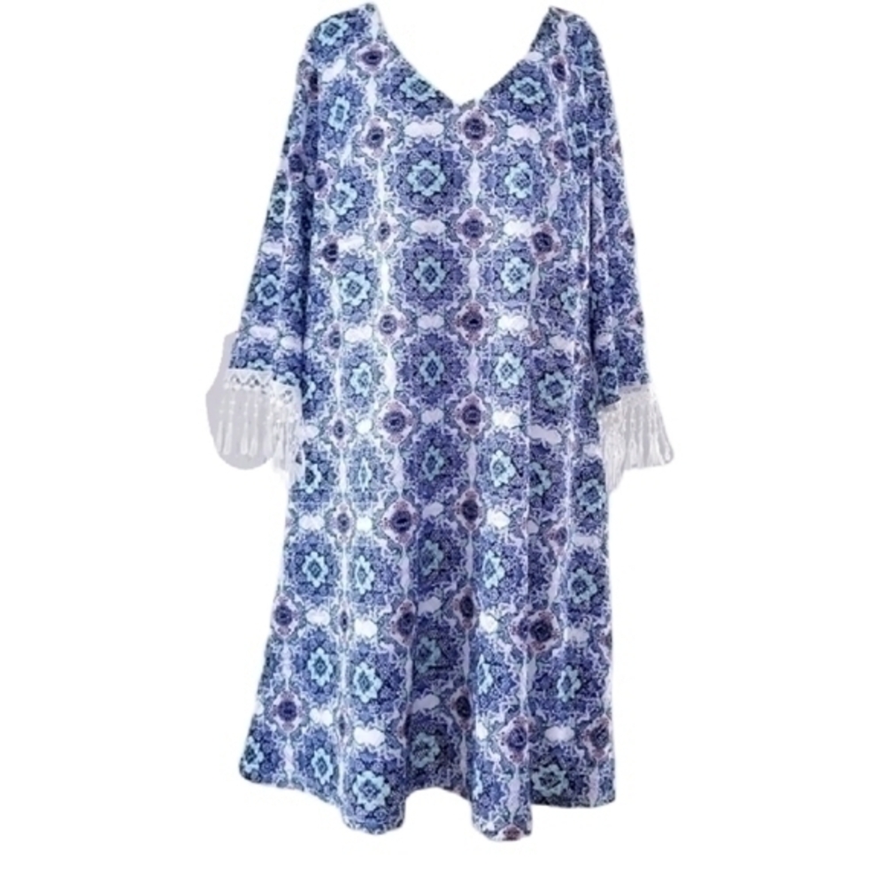 AVENUE PLUS GRECIAN FRINGE SHIFT DRESS SZ 2X - Picture 3 of 9